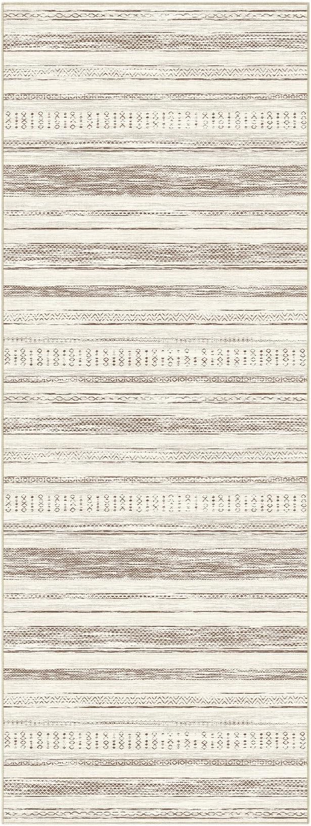 Tortania Area Rug 2x6 Runner Rugs - Washable Soft Neutral Boho Moroccan Farmhouse Rug Indoor Floor Carpet for Living Room Bedroom Kitchen Entryway Under Dining Table Home Office Decor - Beige
