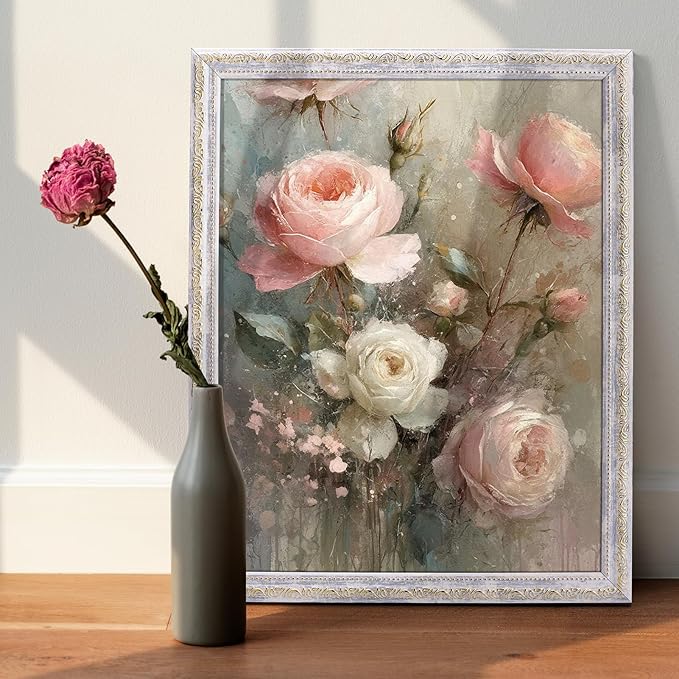 TWING 11x14 Picture Frame,Display 8x10 Photo with Mat or 11x14 without Mat,Ornate Vintage 11 x 14 Photo Frames for Wall Mounting,Vintage White,1 Pack