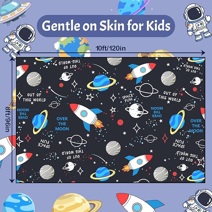 Space Rug 8x10 Feet, Solar System Kids Rugs for Playroom with Rocket Planet Star Pattern, Non Slip Soft Floor Carpet for Boys Bedroom Nursery, Outer Space Theme Educational Play Mat