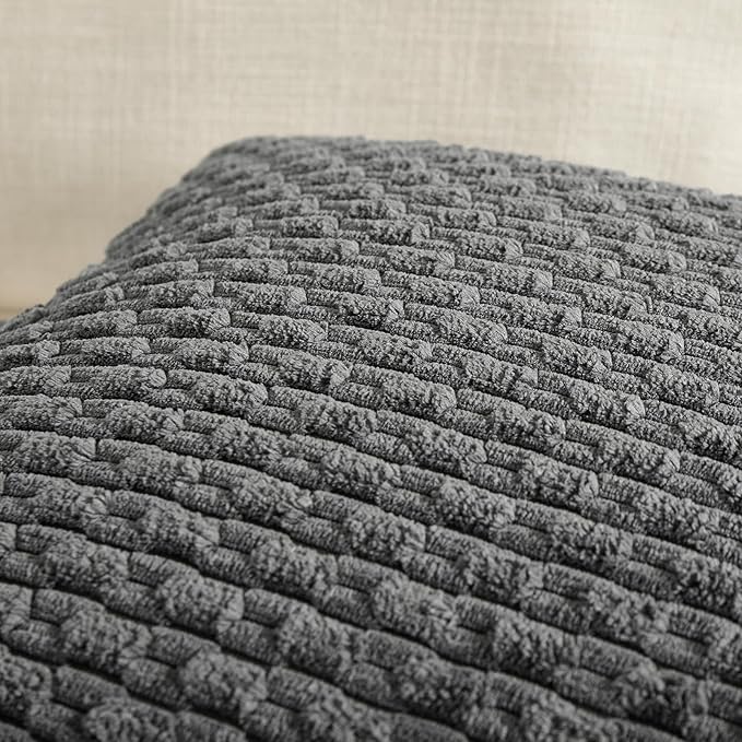 Fancy Homi 2 Packs Dark Gray Long Lumbar Decorative Throw Pillow Covers 14x24 Inch for Couch Bed Sofa, Modern Farmhouse Boho Home Decor, Soft Cute Plush Corduroy Rectangle Cushion Case 35x60 CM