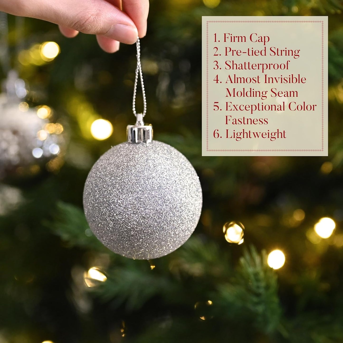 Valery Madelyn Christmas Tree Decorations Ornament Set for Fall Halloween, 50ct 2.36 Inches Silver Shatterproof Christmas Ball Ornaments Hanging Xmas Holiday Party Decor
