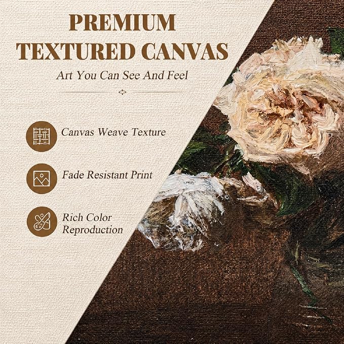 Lineshading 6 Pcs Vintage Gallery Wall Decor, Framed Canvas Wall Art Set with Antique Gold Ornate Resin Frames, French Country Cottage Botanical Floral & Portrait Prints for Living Room Farmhouse Home