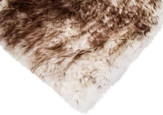 Set of 4, Natural Sheepskin Chairpad with Non-Slip Backing | 100% Real New Zealand Wool Sheepskin for Car Seat, Accent Chair, or Vanity Chair, Gradient Chocolate