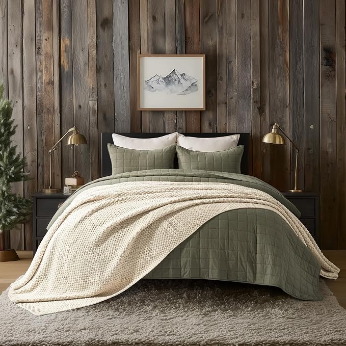 EVERGRACEHOME Chunky Chenille Knit Throw Blanket for Couch, Soft Luxurious Oversized King Moss Stitch Blanket for Bed, Large Cozy Farmhouse Knitted Throw for Sofa, Beige, 92" x 108"