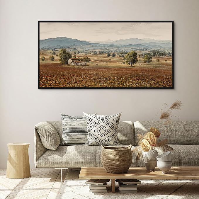yiijeah Framed Artwork for Walls Extra Large Vintage Nature Earthy Wall Art landscape pictures Canvas Paintings Decor for Living Room Bedroom Entryway 40x20 Inches