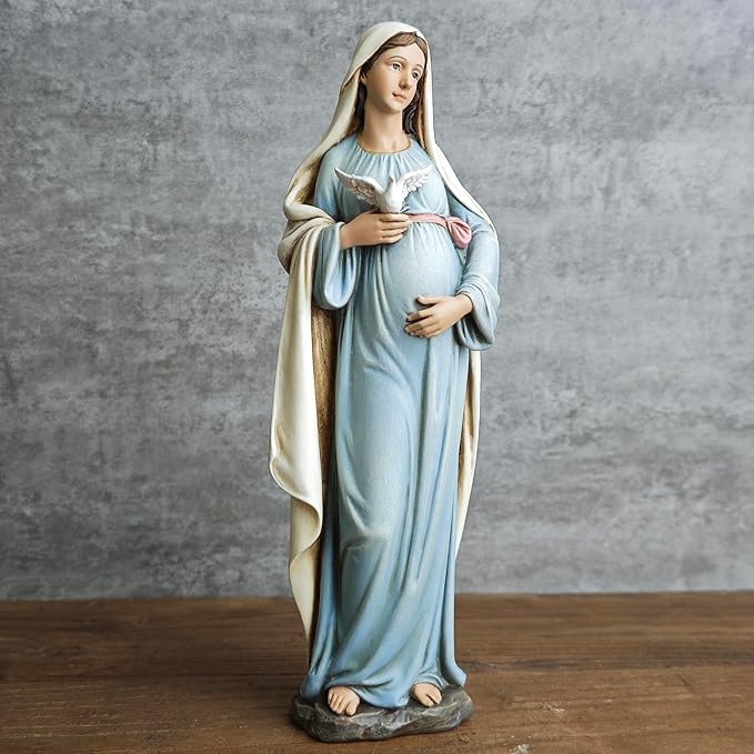 BC Catholic Pregnant Mary Mother Statue, 8.4" H Expectant Mary Figure, Hand Painted Religious Gifts for Pregnant Women,Devoted Home Decor, Classical Renaissance Sculpture by Buildclassic