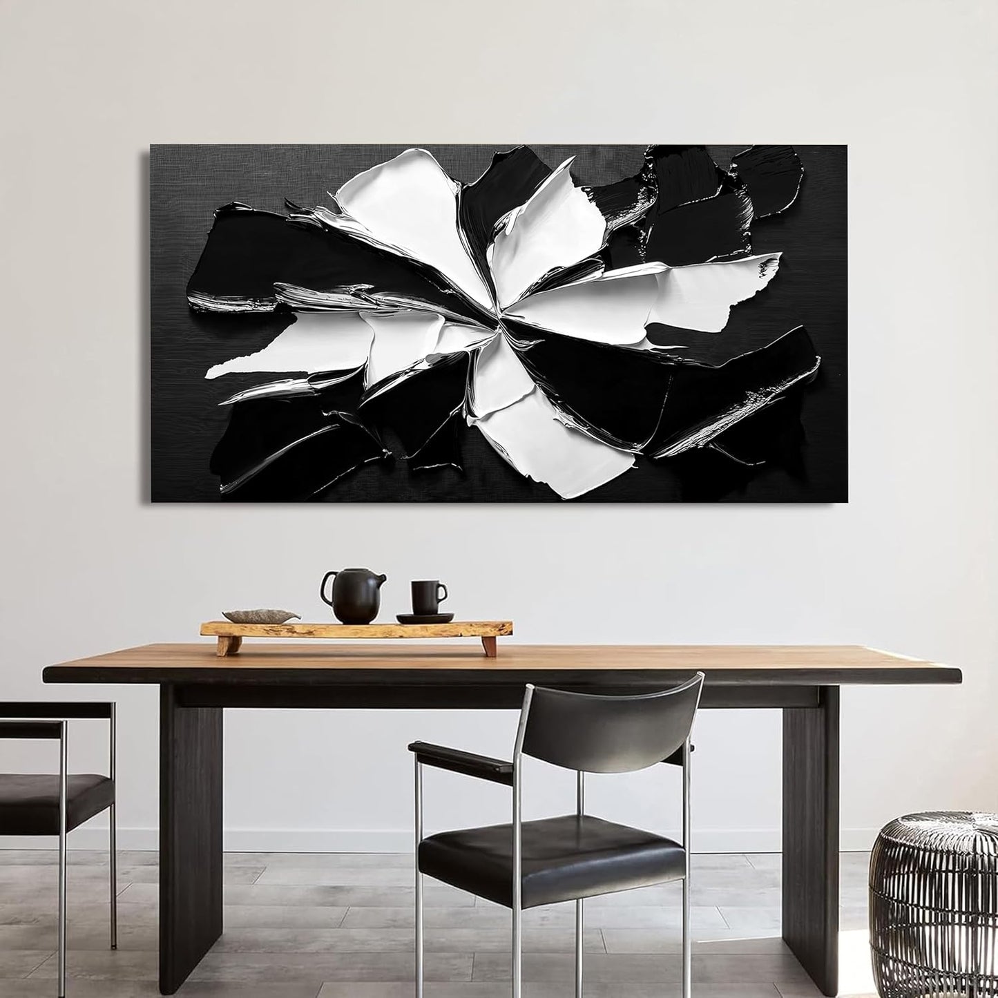 Abstract Wall Art Decoration Modern Large Wall Art for Living Room Abstract Canvas Art Wall Decor Minimalist Black and White Wall Art Prints Flowers Artwork for Walls Bedroom Office Decor 24"X48"