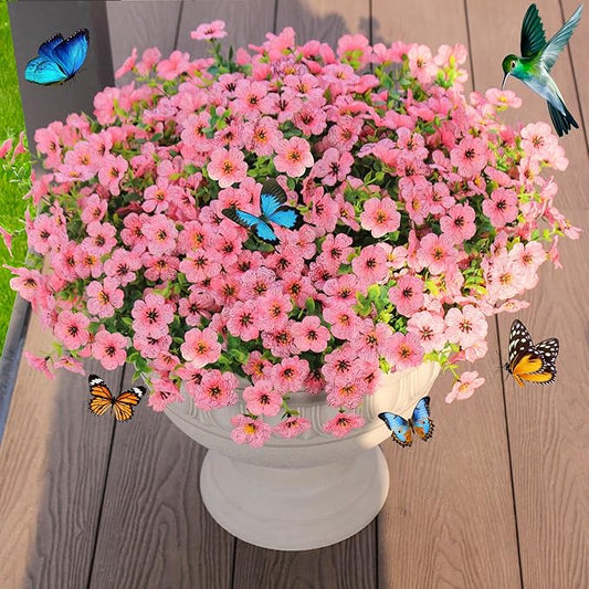 Artificial Flowers for Outdoor Decor, 16 Pack UV-Resistant Fake Pink Silk Daisy Flowers, Perfect for Spring & Summer Decorating – Front Porch, Patio, Window Boxes, and Potted Plants