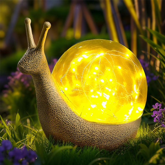 Solar Snail Garden Statues Light Outdoor Decor,9.84"×7.87" Resin Figurines with LED Globe Lamp Art Decorations for Outside Yard Lawn Patio Porch Balcony,Unique Gifts for Women Mom Grandma