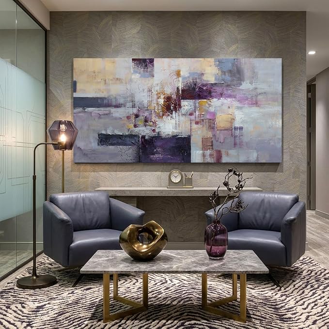 YDYSUNE Large Abstract Canvas Wall Art, Modern Wall Decor Painting Print, Purple Gold Room Decorations, Picture for Living Room, Bedroom, Office Artwork Ready to Hang Size 29×58 Inch