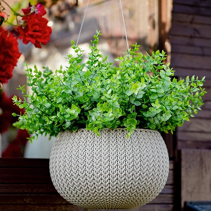 AXYLEX Fake Plants Flowers Outdoor Artificial Shrubs - 16 Bundles UV Resistant No Fade Faux Plastic Greenery Home Garden Porch Patio Decoration Office Indoor (Green)