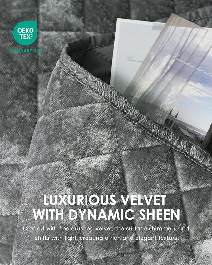 Velvet Quilt Set King Size– 3 Piece Crushed Velvet Bedding with Shams, All Season Soft Bedding Set, Machine Washable, Oeko-TEX Certified & Gift-Worthy Design
