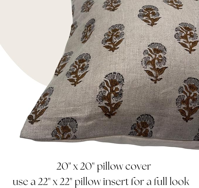 Linen Throw Pillow Covers 20x20 inch sage Gray Amber Decorative Pillow Covers for Living Room, Bedroom
