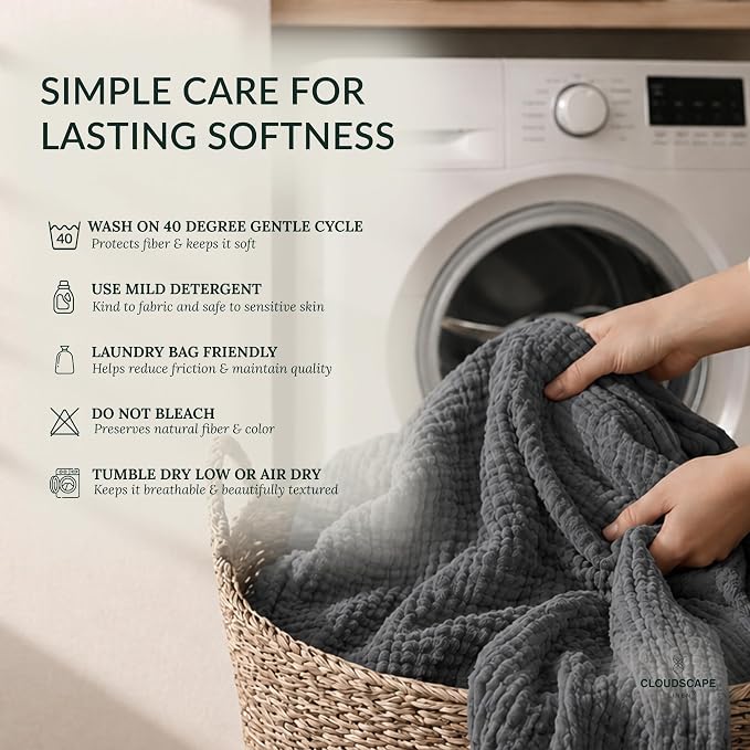 CLOUDSCAPE 4 Layer Muslin Blanket for Adults - 100% Cotton Throw Blanket - 50"x70" Oversized Gauze Throw for Sofa, Couch - Soft Lightweight Breathable Muslin Cotton Throws for Summer - Sharkskin