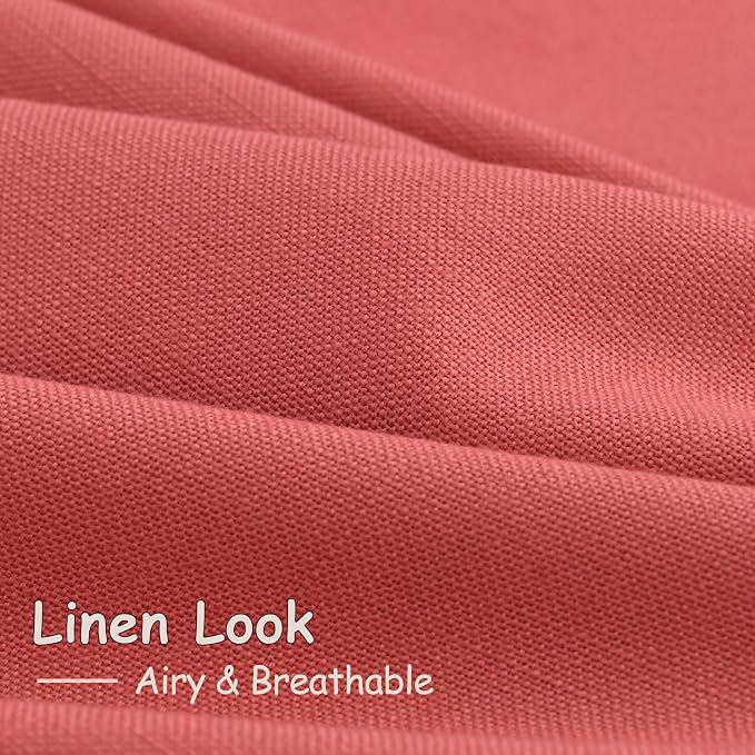 Brick Red Kitchen Tier Curtains 24 Inch Length Linen Blend Privacy French Country Light Filtering Short Curtain with Rod Pocket Back Tab for Over Sink Window Bathroom Laundry 2 Panels 30Wx24L