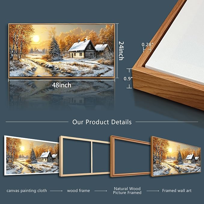 XIGUANGART Large Canavs Wall Art,Landscape Wall Art,Forest Pictures for Bedroom,Nature Paintings Wall Decor,Cottage Artwork for Walls,Vintage Rustic Farmhouse Art Prints for Living Room Kitchen Office