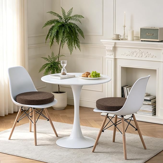 Tromlycs Round Chair Seat Cushion Pad 16 inch for Circle Bistro Chairs Non Slip Foam Cushion Brown