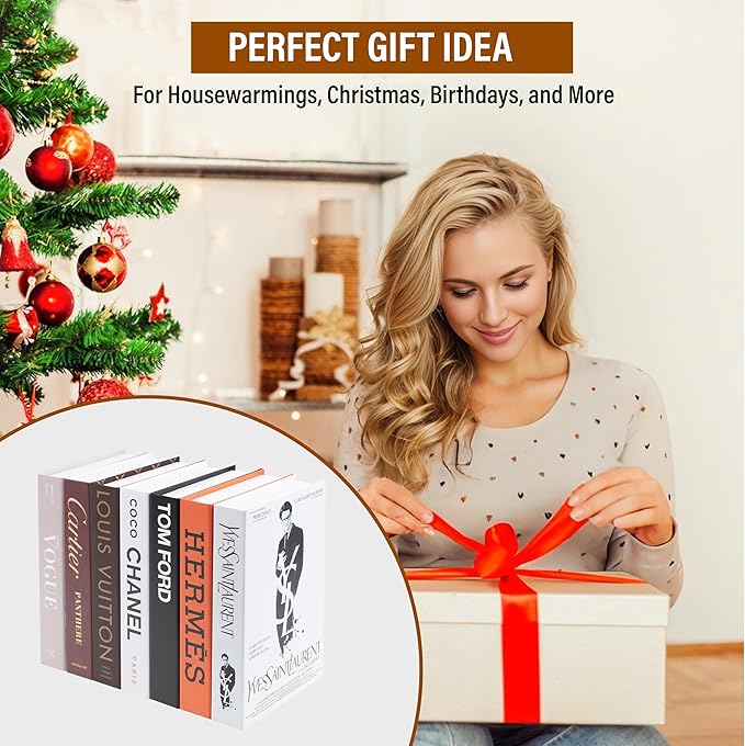 PROBENEX Suite Large | 7 PCS Faux Decorative Books for Home Decor | Not Real Books (Cardboard Boxes) | Coffee Table, Bookshelf & Shelf Styling Display Props for Living Room, Office