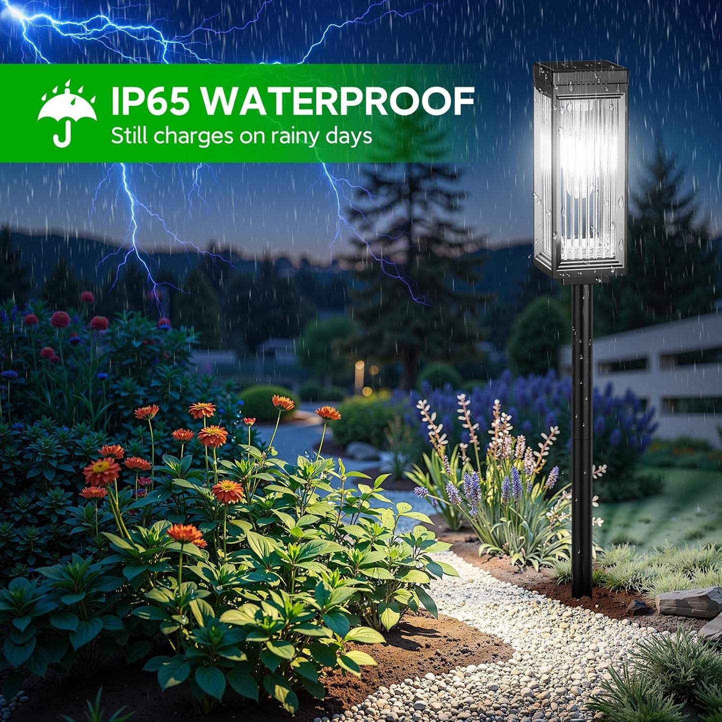 Solar Pathway Lights Outdoor, 2 Pack Upgraded Solar Lights Outdoor Waterproof, Bright Up to 15 Hrs Auto On/Off Garden Light for Yard Patio Lawn Path Walkway Driveway Outside Decor(Cool White)