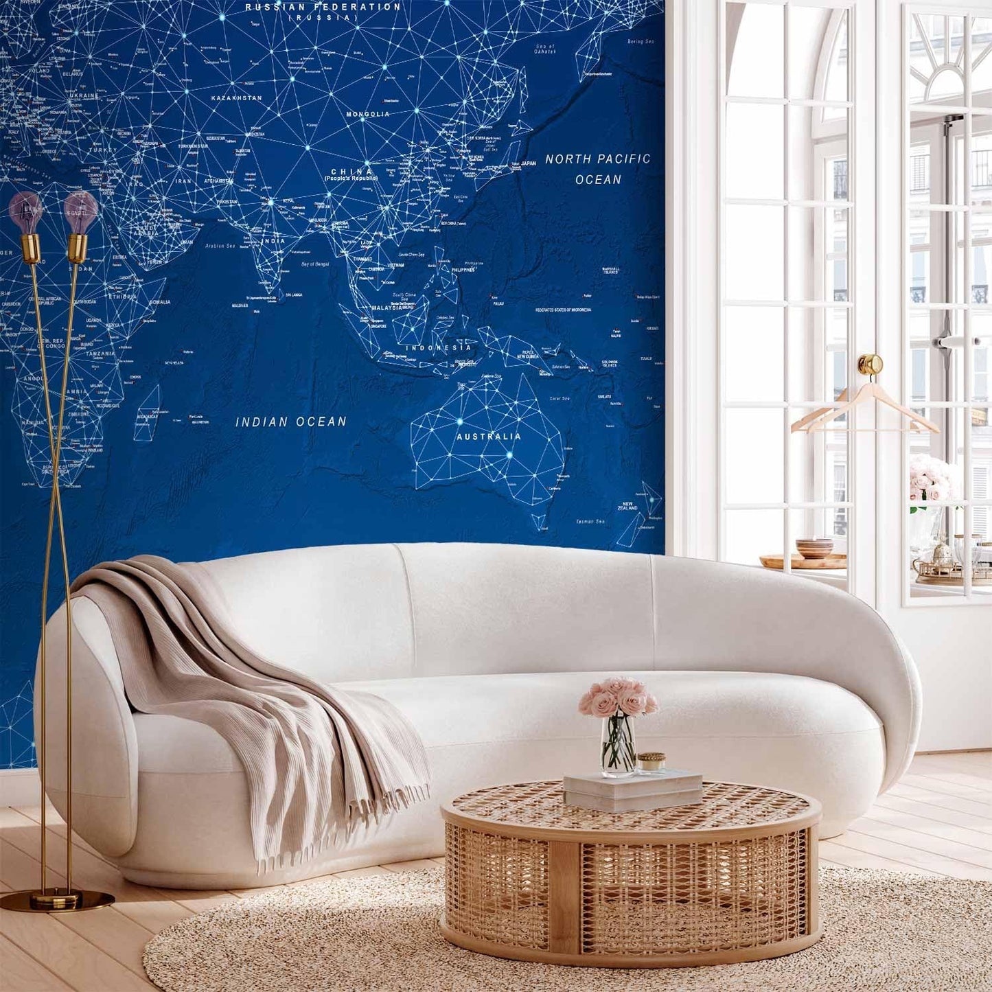 artgeist Wall Mural World Map 135x101 in - XXL Peel and Stick Self-Adhesive Wallpaper Removable Large Sticker Foil Wall Decor Print Picture Image Design Map of The World k-A-0125-a-a