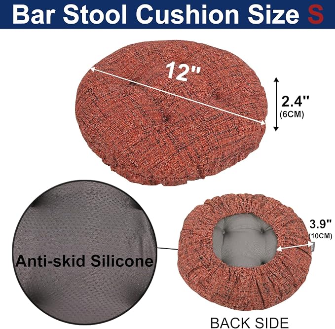 SINOSSO Modern Bar Stool Cushion Dia.12, Fashion Interweaving Design Anti-Skid Silicone Round Stool Seat Cushion Cover Padded (Red, S,1)