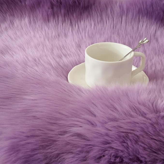 Premium Genuine Sheepskin Area Ruge - Real Wool Fur Shaggy Carpet | Fluffy Soft Natural Lambskin Rug Seat Chair Covers for Couch Sofa Bedroom Living Room(Violet,2×3 Feet Sheepskin)
