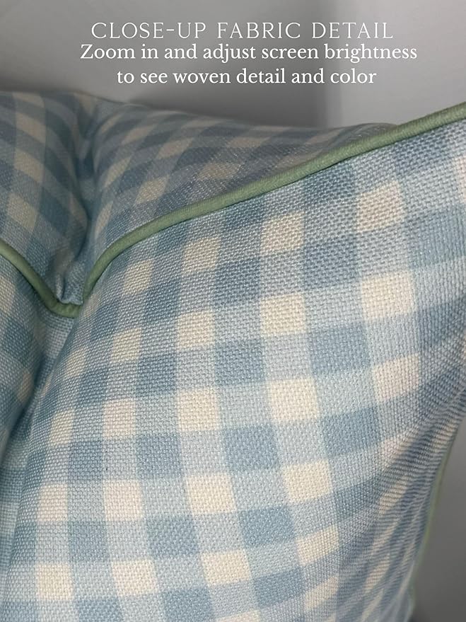 Jillien Harbor “The Charlie” Decorative Pillow Cover – Blue and White Accent Pillow Cover with Gingham-Inspired Design – Grandmillennial Home Decor, 20" x 20"