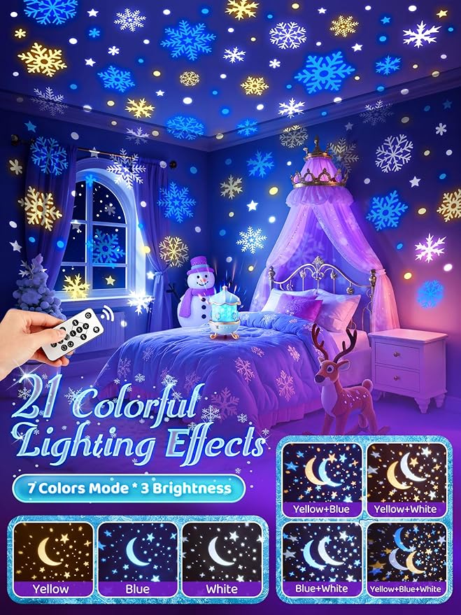 Frozen Toys, 15 Music+16 Films+315 Colors Night Light for Kids, 360°+Remote+Cordless Star Projector for Kids Night Light Projector, Princess Toys for Girls Room Decor, Princess Gifts Frozen Gifts
