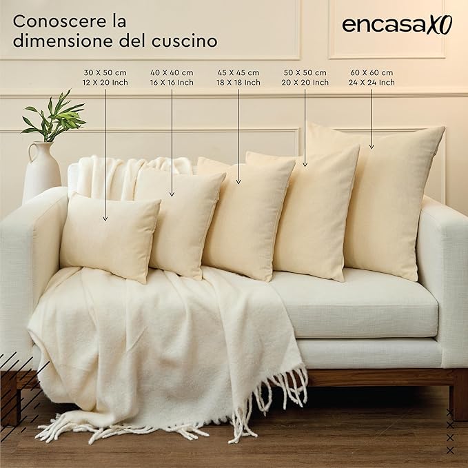 Encasa XO Throw Pillow Covers 20x20 in Set of 2 Brick | No Inserts | Cotton Pillow Covers for Living Room, Bed, Sofa, Couch | Decorative Cushion Covers with Improved Zipper