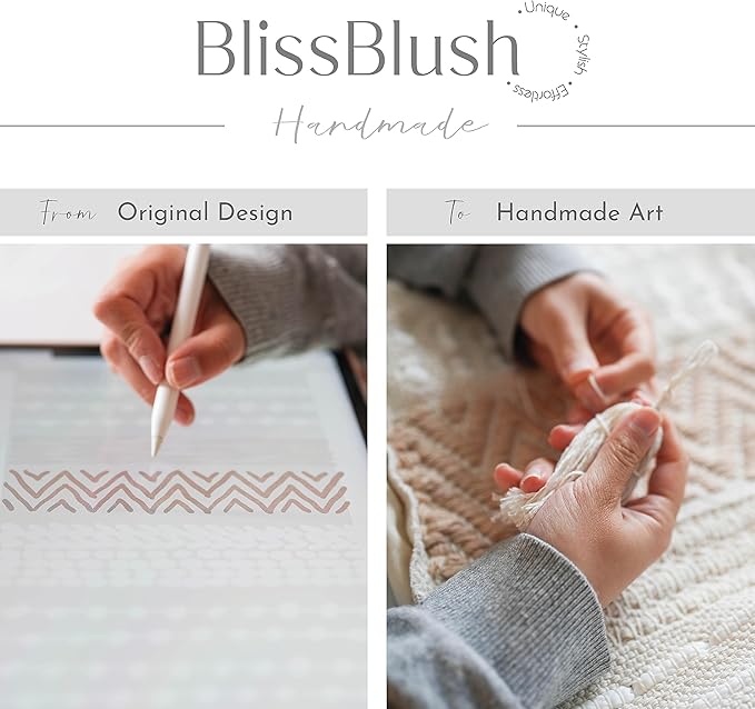 BlissBlush Gray Boho Decorative Throw Pillow Cover 18x18 Square Farmhouse Accent Cushion for Couch Sofa Livingroom Bedroom Pillowcase Modern Home Décor (Pack of 1)
