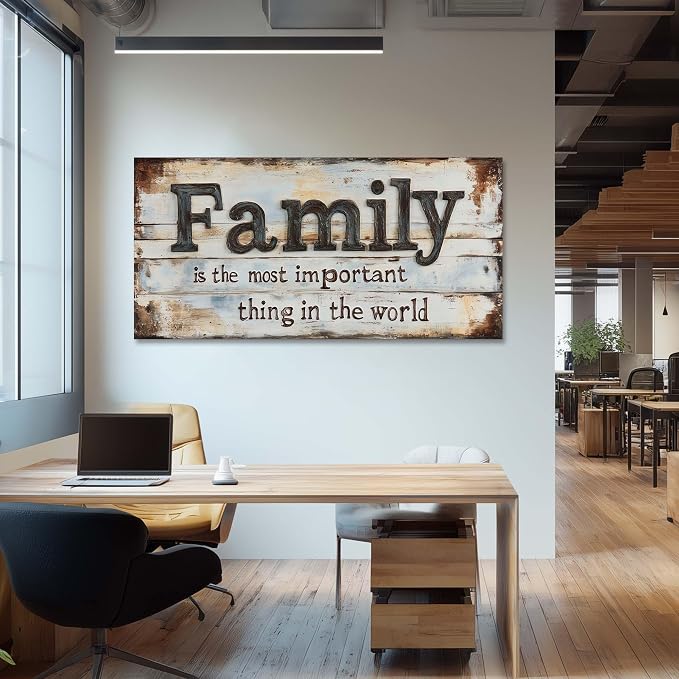 Retro Family Quotes Wall Art for Living Room Canvas Painting Prints Family is the Most Important Thing in the World Rustic Farmhouse Art Deco Modern Artwork Bedroom Kitchen Dining Room Decor Large