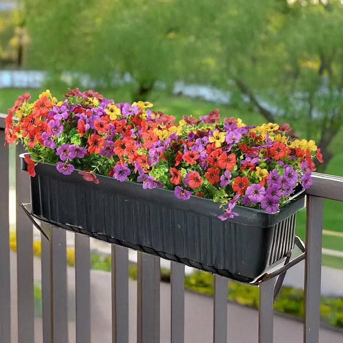 ZFProcess Artificial Flowers Faux Plants Outdoor Fake Flowers Spring Decor,12 Bundles Outdoor Flower Plastic Plant Colorful Daisy UV Resistant for Summer Decor Porch Patio Yard Garden Pot Planters