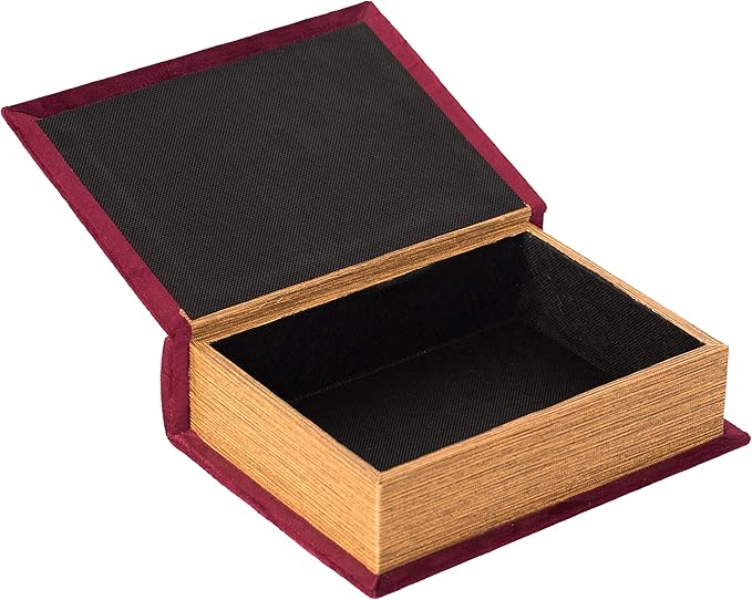 Decorative Vintage Book Shaped Trinket Storage Box - Red