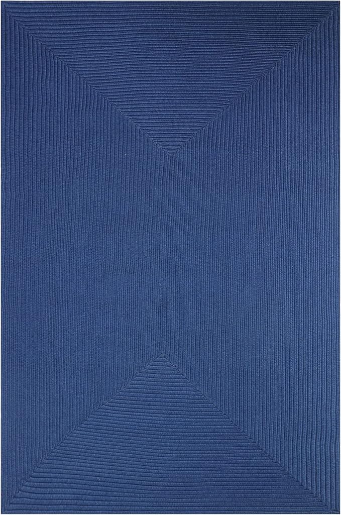 Superior Indoor/ Outdoor Large Area Rug, Reversible Braided Home Floor Decor for Living Room, Kitchen, Entryway, Patio, Front Porch, Deck, Modern, Boho, Farmhouse Style, 4' x 6', Denim Blue