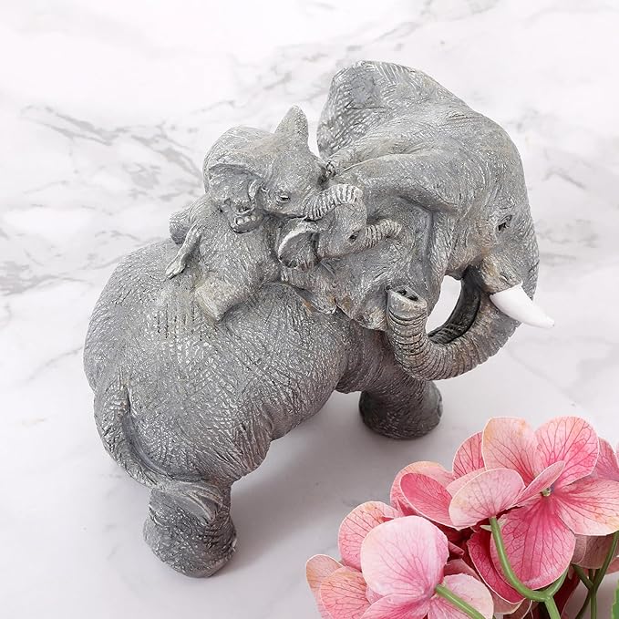 Good Luck Decorations Elephant Gifts for Women,Unique Figurines Decor for The Home, Room,Bathroom,Bedroom,Classroom Shelf Décor (Gray)