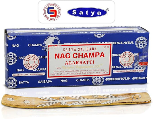Satya Sai Baba Nagchampa Incense Sticks 250 gm Pack with Raajsee Insence Stick Holder, Inscent Sticks NagChampa Agarbatti, Natural & Chemical Free