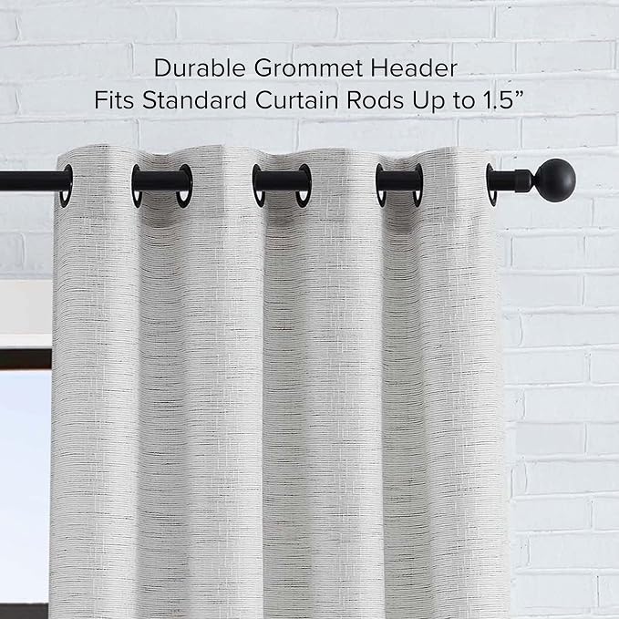Lucky Brand – Sierra Textured Light Filtering Curtains |Window Panel Curtains | Faux Linen Drapes | Set of 2 Panels | Semi Sheer | Machine Washable | Measures 52" x 96" | Grey
