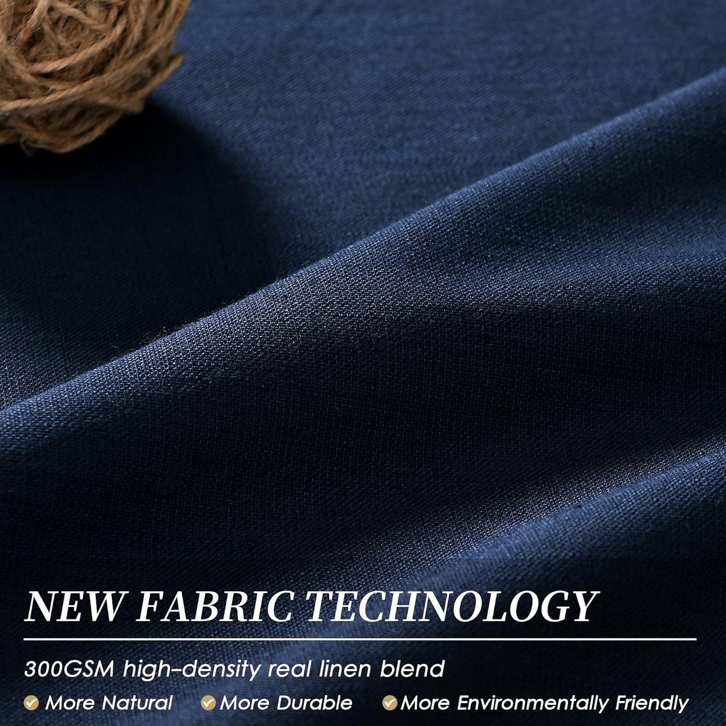 BOODII 100% Blackout Curtains for Bedroom 95 Inch Length 2 Panels Set Room Darkening Linen Curtains Navy Blue Black Out Curtain Thermal Insulated for Living Room Window Drapes Back Tab 52x95