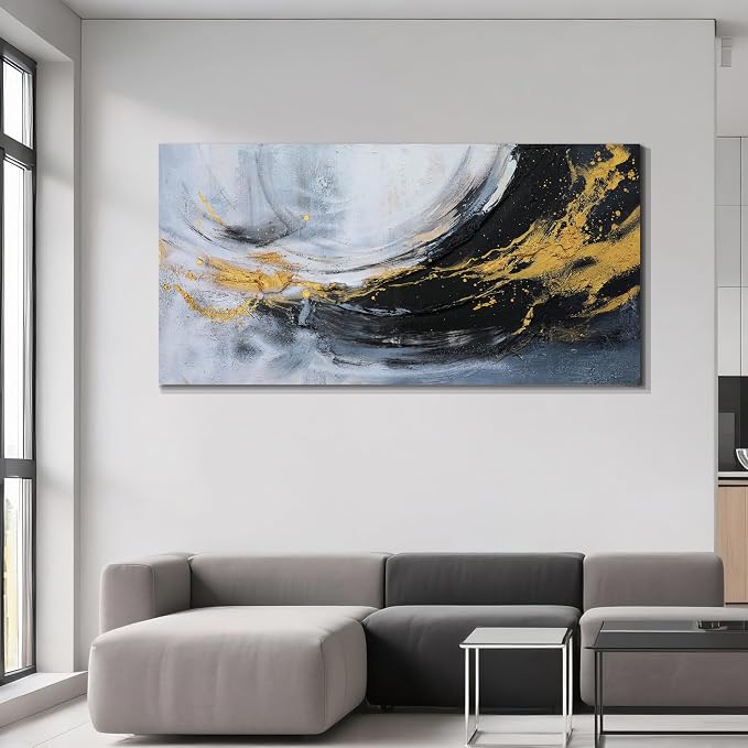 Acocifi Textured Abstract Canvas Wall Art for Living Room 58"x29" | vertical or horizontal hanging, waterproof, non-fading, large artwork for office bedroom home decor, easy to hang