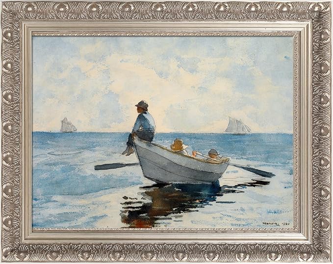 Classical DIY Wood Plein Air Frame for 30x40 Handmade Oil Paintings Vintage Prints, 3.3" Wide Embossed Art Frame for Artists Exhibition Gallery Show Memorial Portrait, No Glass & Back (Silver)