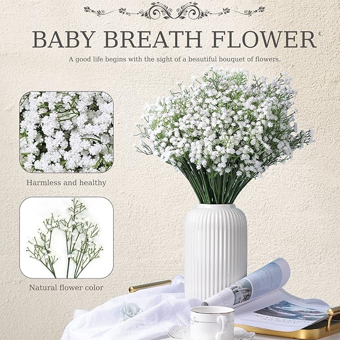 LYLYFAN Babys Breath Artificial Flowers,30 Pcs Gypsophila Faux Flowers for Wedding Party Home Garden Decoration
