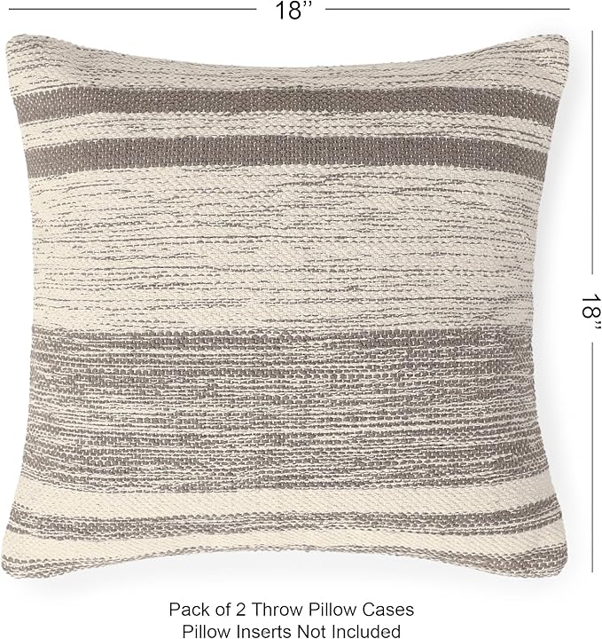 REDEARTH · Tufted Throw Pillow Cushion Covers - Boho Textured Woven Decorative Cases Set for Couch - Sofa - Bed - Farmhouse - Chair - Patio - Outdoor - car - 100% Cotton (18x18 ; Taupe) Pack of 2