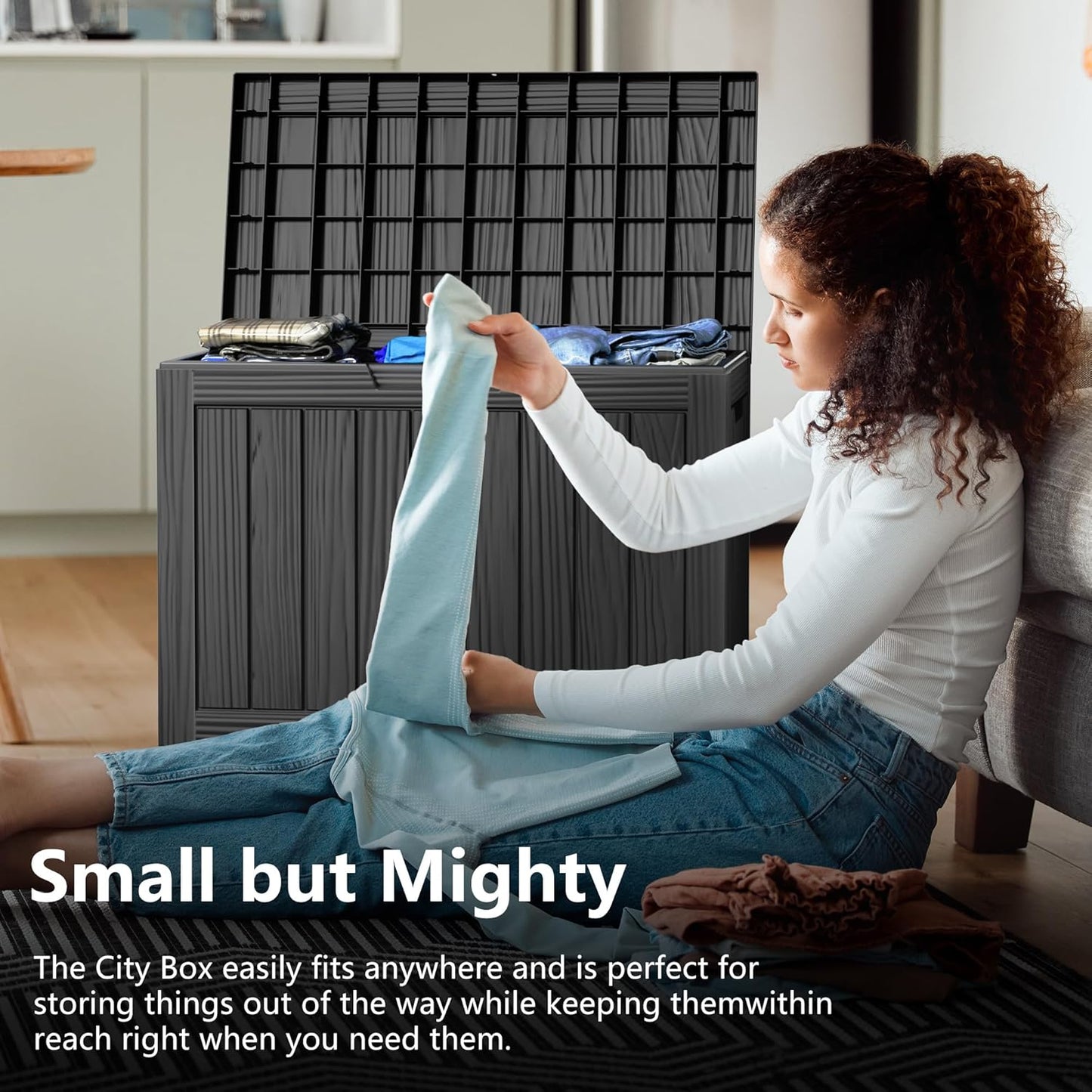 Vixzen 45 Gallon Resin Deck Box, Lockable Outdoor Storage Box for Patio Cushions Storage Furniture,Garden Tools, Pool Supplies, Weatherproof and UV Resistant