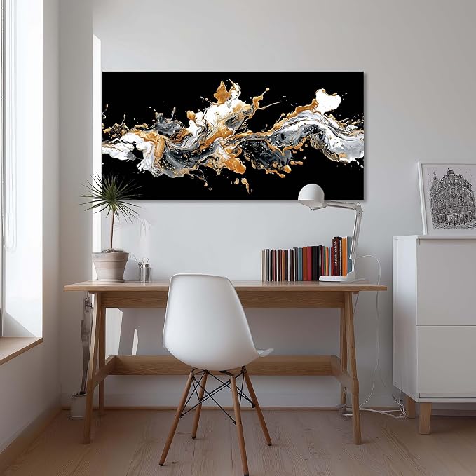 Ggaafet Black and White Abstract Wall Art for Living Room Canvas Painting Prints Beautiful Pigment Water Drop Art Deco Modern Artwork Office Bedroom Family Room Decor Large