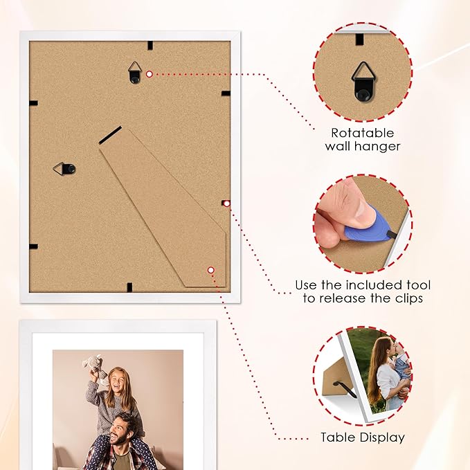 FIXSMITH 10 Pack Picture Frames Collage Wall Decor for Mounting or Tabletop Display, Gallery Wall Frame Set with Two 8x10 White Frames, Four 5x7 Frames and Four 4x6 Frames, Multi-Pack Photo Frame Set