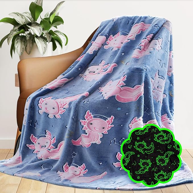 Toddler Blankets for Girls, Soft Cozy Small Fleece Blanket for Kids Room Decor, Axolotl Toys for Kids, Birthday Gifts for Girls Ages 2-10, 40x50 Inches