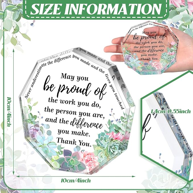 Yinder Thank You Gifts for Women Appreciation Gifts for Coworker Employee Nurse Teacher Leader Boss Inspirational Quotes Acrylic Desk Decor for Home Office Farewell Retirement