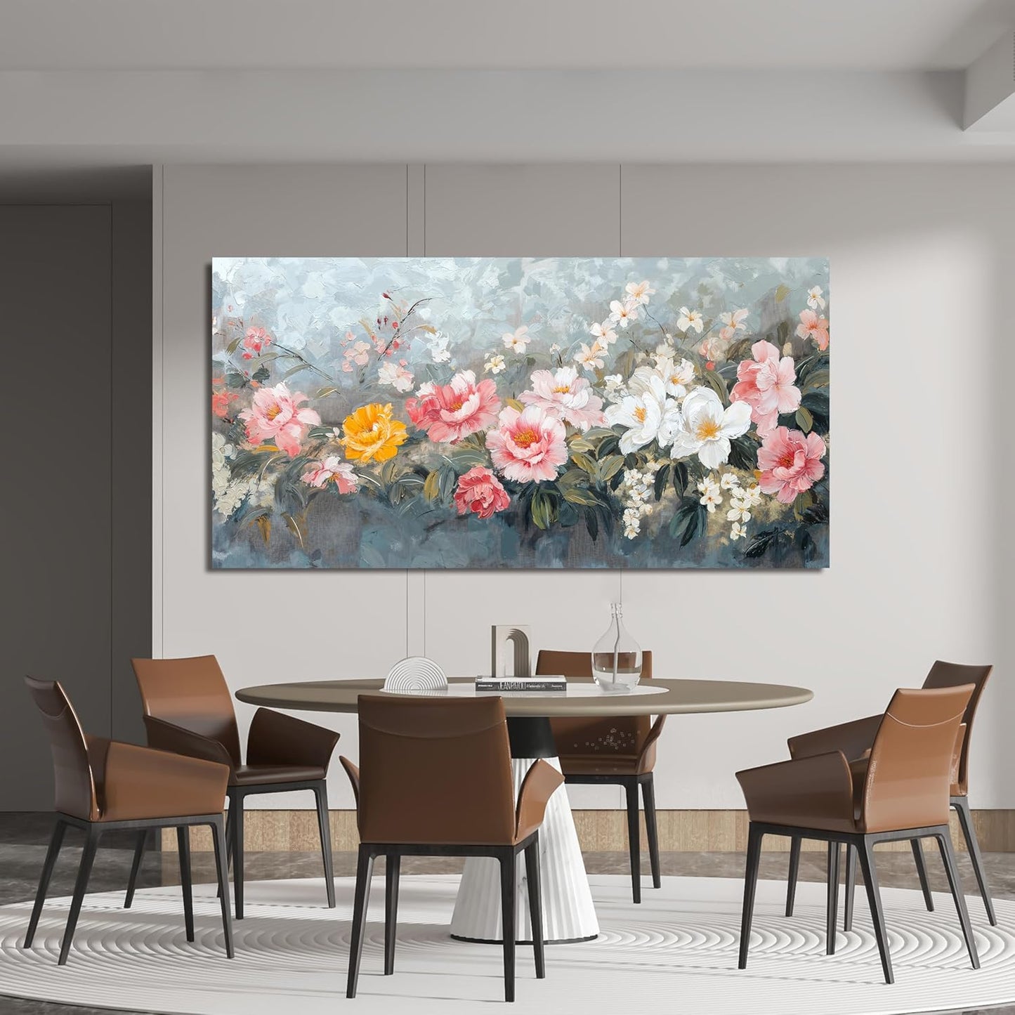 Canvas Wall Art Decor Colorful Flower Oversized Wall Art Decor Modern Large Wall Decorations For Living Room Artwork For Walls Botanical Wall Decor prints Paintings Bedroom Office Decor 29"X58"