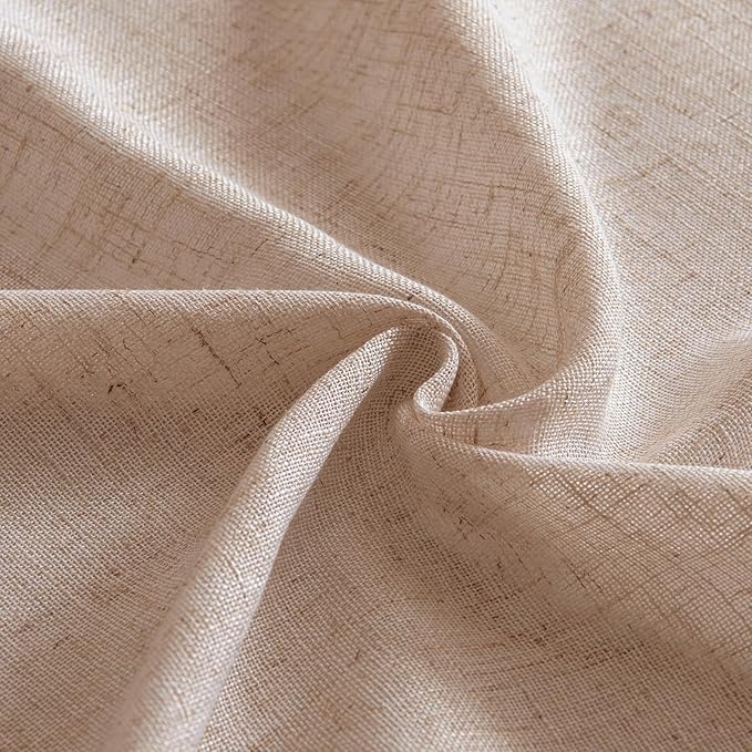 MIULEE Natural Beige Linen Curtains 108 Inches Long 2 Panels for Bedroom Living Room, Soft Linen Textured Window Drapes Semi Sheer Light Filtering Back Tab Rod Pocket Farmhouse Burlap Look Decor
