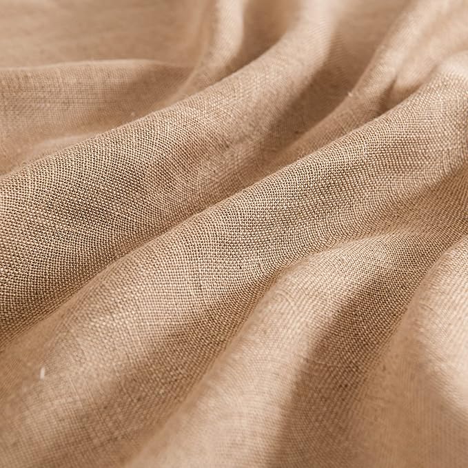 MIULEE Brown Linen Curtains 90 Inch Length 2 Panels for Bedroom Living Room, Soft Thick Linen Textured Window Drapes Semi Sheer Light Filtering Back Tab Rod Pocket Burlap Look Decor, W37xL90